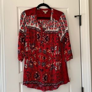 Lucky brand red shirt with floral detail